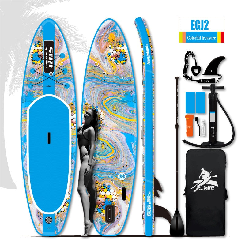 Surfboard Colorful Personalized Water Paddle Board Three-tail Fin Set Backpack Paddle New Inflatable Paddle Board