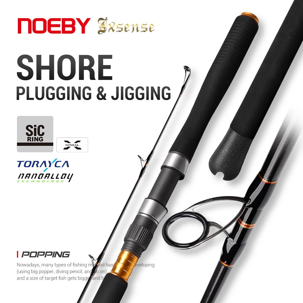 NOEBY Exsense Shore Plugging Fishing Rod 2.6m MH H Spinning Jig Rod 30-200g Lure Fuji SIC Guide DPS Seat for Sea Fishing Rod