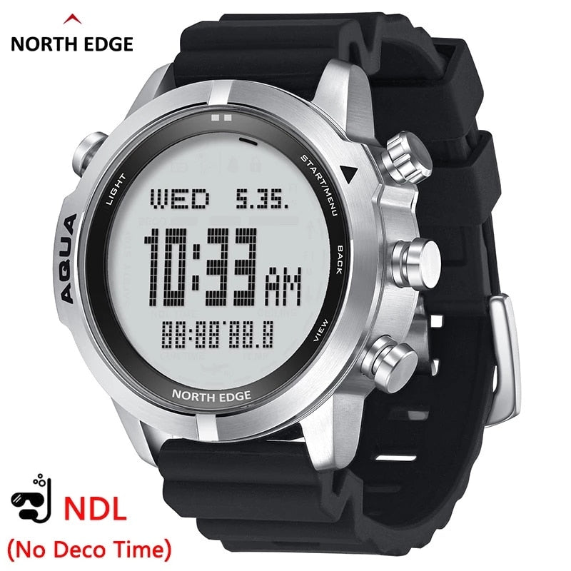 NORTH EDGE Men's Diving Digital Watch Scuba Diving NDL (No Deco Time) 50M Dive Watches Altimeter Compass For Huawei Android IOS