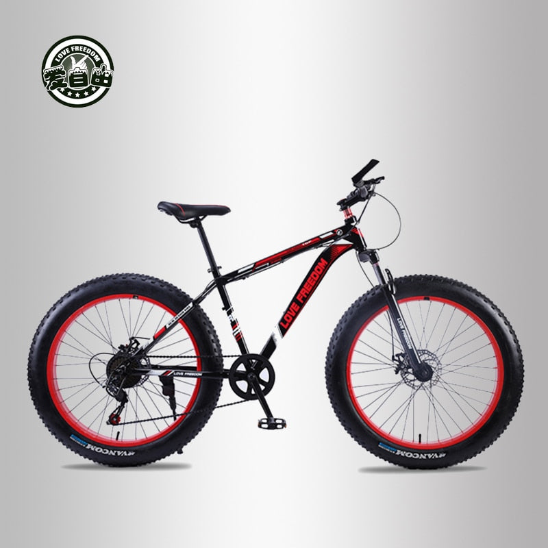 Love Freedom21Speed/24 Speed Mountain Bike Cross-country Aluminum Frame 26*4.0 Fatbike Disc brake Snow bicycle  Free Delivery