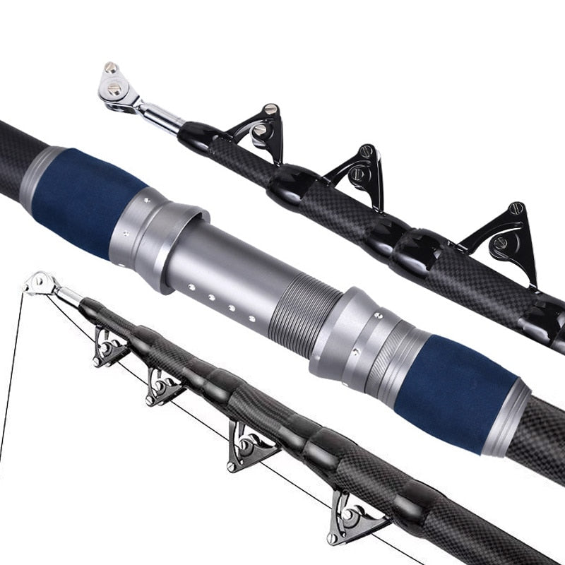 4.2M Carbon Fishing Rod 50kg above Superhard Long Distance Throwing shot Rod Telescopic Sea Boat Super High Quality Fishing Gear