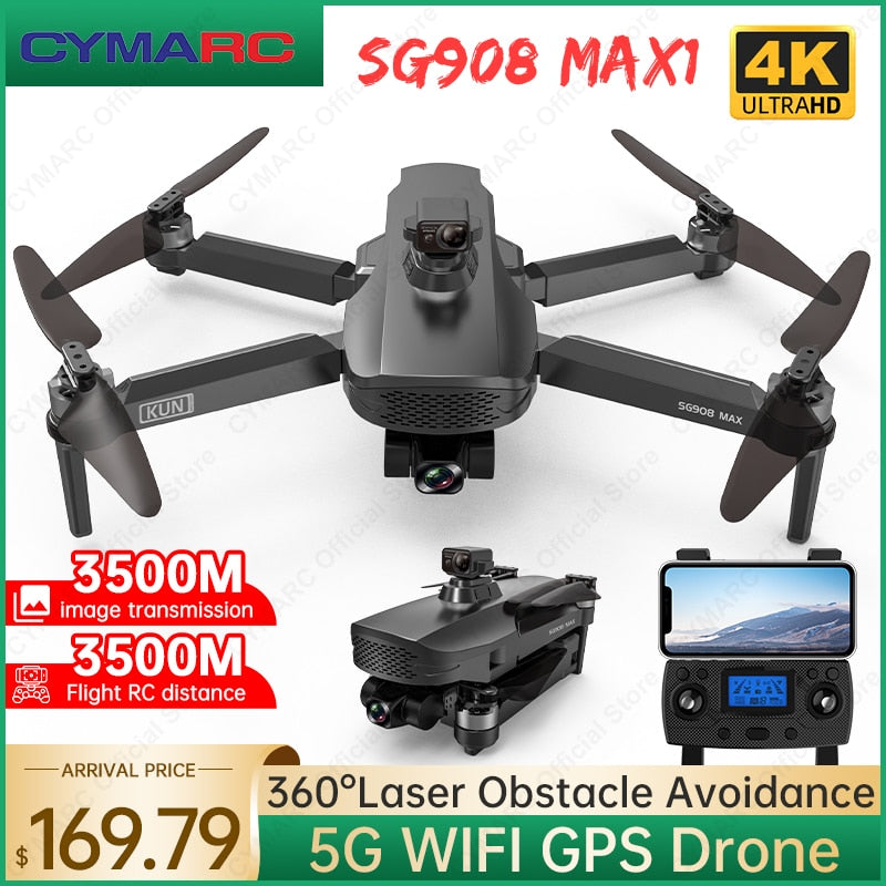 ZLL SG908 MAX Drone 4K Profesional HD Camera 3-Axis Gimbal GPS Drones 5G WiFi FPV 3KM Obstacle Avoidance Dron VS KF101 Max