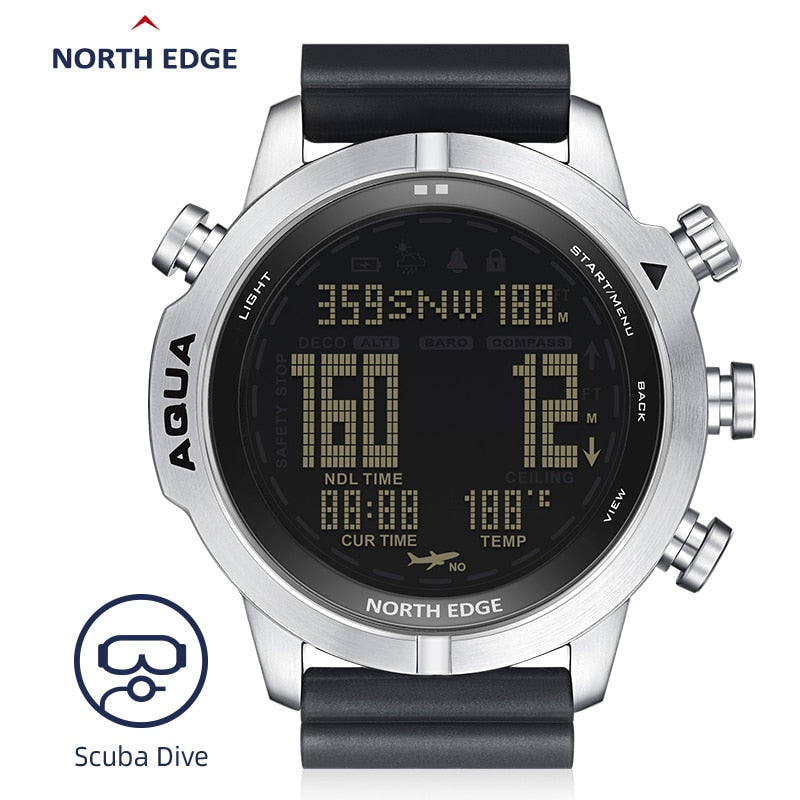 Men‘s Dive Computer Watch Waterproof 100M Smart Digital Free/Scuba Diving Watches Altimeter Barometer Compass Temperature Clock