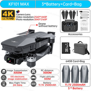 HGIYI KF101 Max Drone 4K Professional 5G WIFI Dron HD EIS Camera Anti-Shake 3-Axis Gimbal Brushless Motor RC Foldable Quadcopter