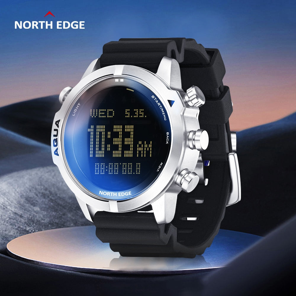 New NORTH EDGE Sport Men&#39;s Diving Digital Watch Scuba Diving NDL Waterproof 50M Dive Watches Altimeter Compass