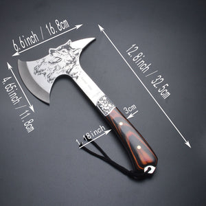 Woft Print Axe with Wood Handle Multifunctional Tomahawk Outdoor Mountain Camping Ax