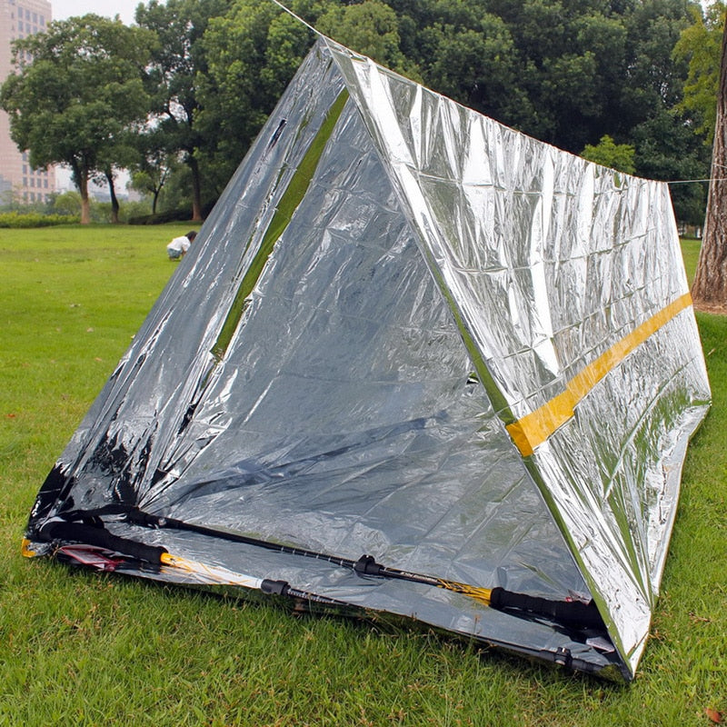 Survival Gear  Emergency Shelter Tent Lightweight 1 2 Person Mylar Thermal Shelter Waterproof Tube Tent Reflective Conserves