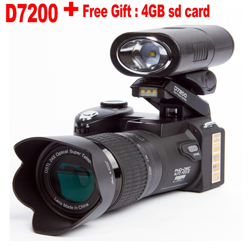 D7200 digital cameras 13MP  DSLR cameras 24X Telephotos Lens &amp; 8X Digital zoom Wide Angle Lens LED Spotlight