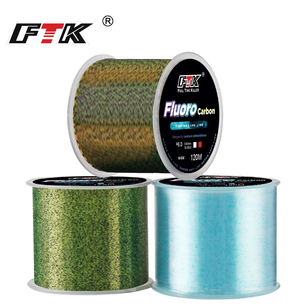 FTK 120m Invisible Fishing Line Speckle Fluorocarbon 0.20mm-0.50mm 4.13LB-34.32LB Super Strong