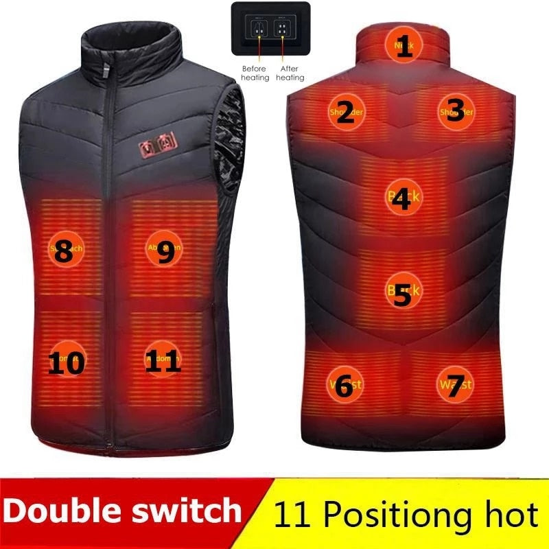 New 11 Heated Vest Jacket Fashion Men Women Coat Clothes Intelligent  Electric Heating Thermal Warm Clothes Winter Heated Hunt