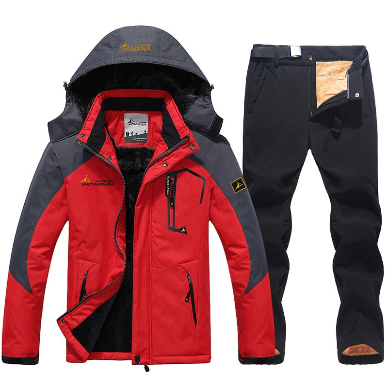 Men&#39;s Ski Suit Winter Warm Windproof Waterproof Outdoor Warm Snow Jackets and Pants Hot Ski Equipment Snowboard Jacket