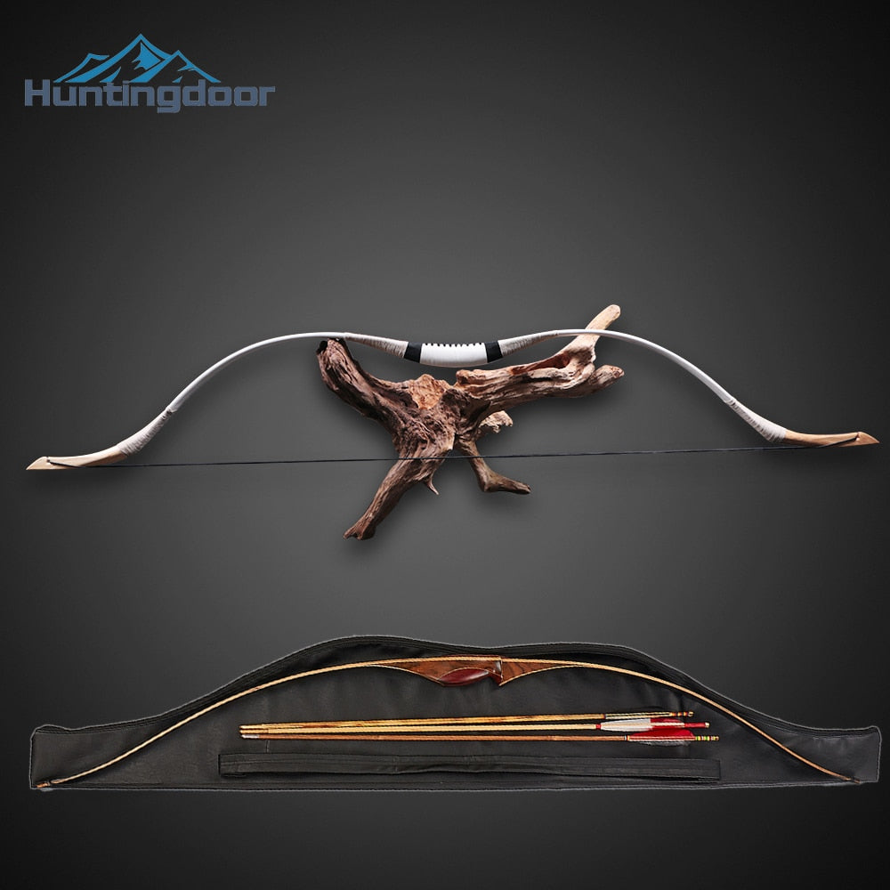 Huntingdoor 30-70lbs Mongolian Bow Hunting  Traditional Longbow  Cow Leather Wooden Recurve Bow