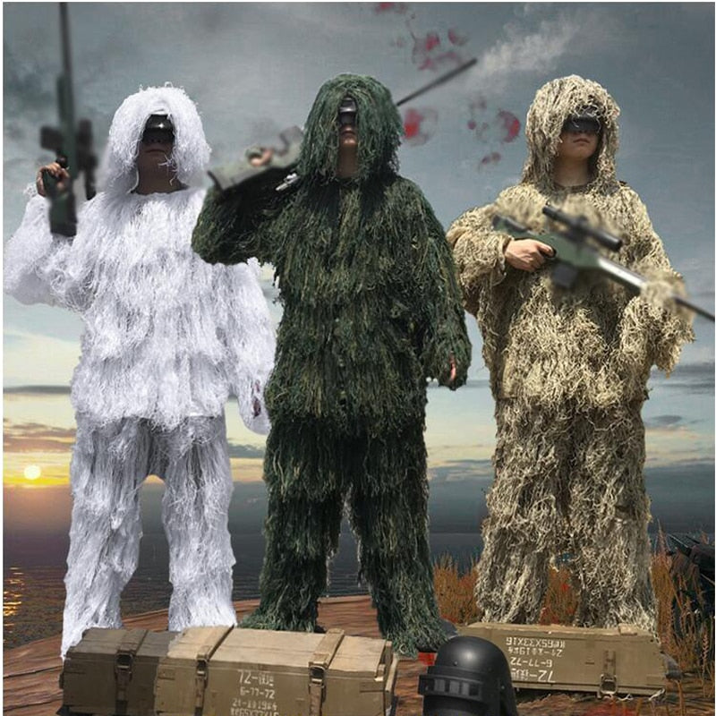 3D Ghillie Suit 5 PCS Sniper Military Tactical Hunter Camouflage Clothing gillie suit sniper Hunting Suit Army Birding Clothes