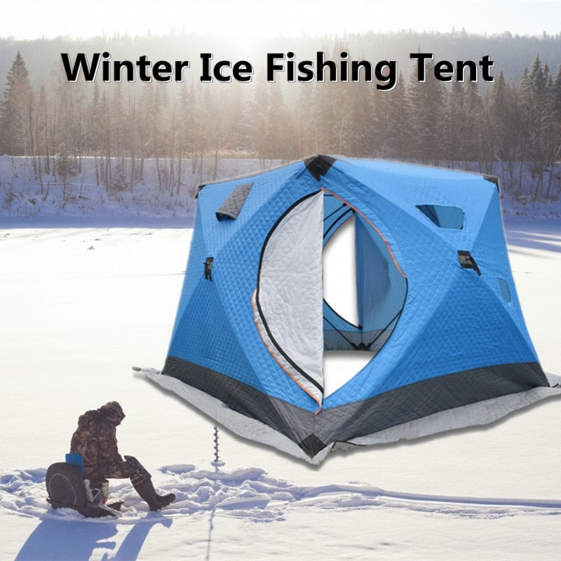 4-5 People Large Automatic Anti-Snow Ice Fishing Tent 3 Layers Waterproof Windproof Warm Shelter