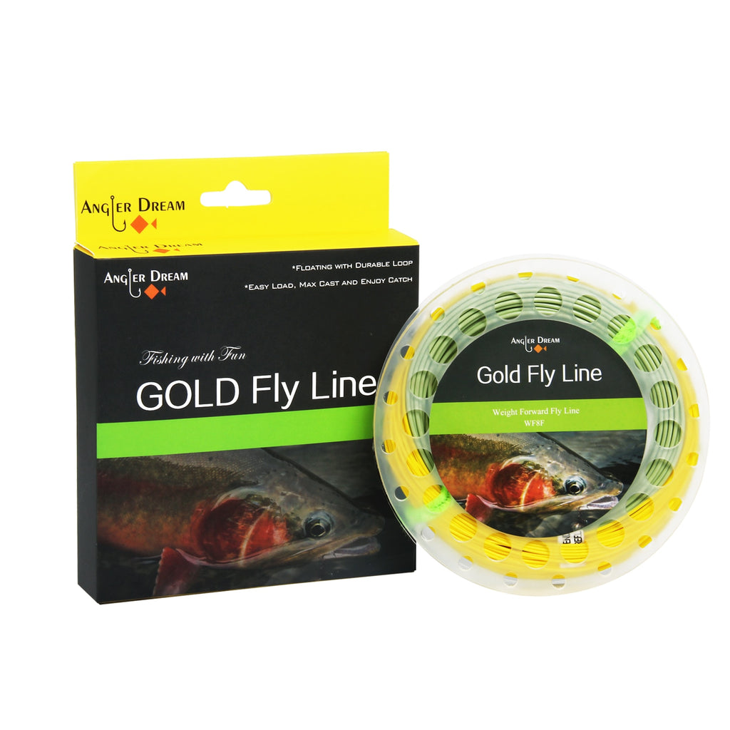 ANGLER DREAM Fly Fishing Line Yellow Gold Floating Line Fishing Trout Stream Fishing WF100FT