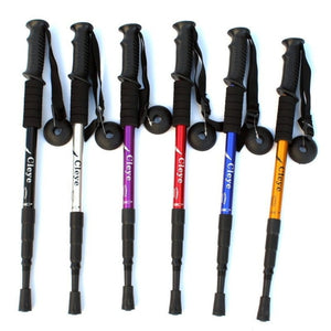 Aluminum Alloy Four-section Shock Absorber Straight Handle Multifunctional Outdoor Hiking Stick