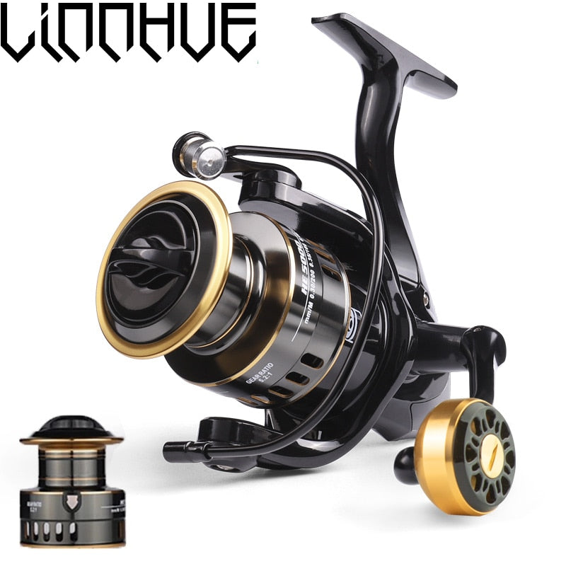 LINNHUE Fishing Reel HE500-7000 Max Drag 10kg Spare Metal Spool Ball Grip Spinning Reel Saltwater Fresh For Carp Reel Fishing