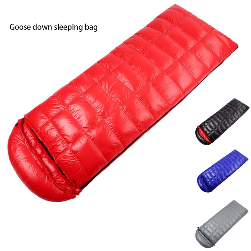 Thick White Goose Down Camping Sleeping Bag Winter Adult Ultralight Stitched Waterproof Warm Envelope Backpacking Sleeping Bag