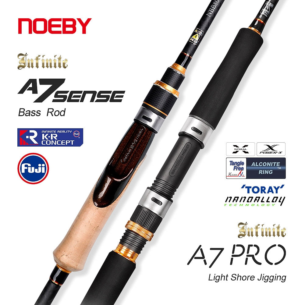 NOEBY Spinning Fishing Rod Casting 2.13m 2.29m 2.43m 2.49m Rod M ML MH 2 Section Fuji Guide Seat Carbon Bass Fishing Rod Tackle