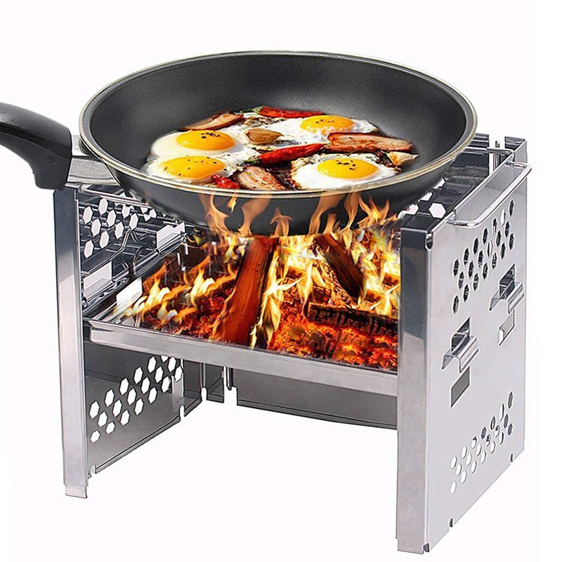 Ultralight Outdoor Camping Stove Portable Foldable Lightweight Cooking Wood Stoves Hiking Picnic Barbeque BBQ Grill Cook Food