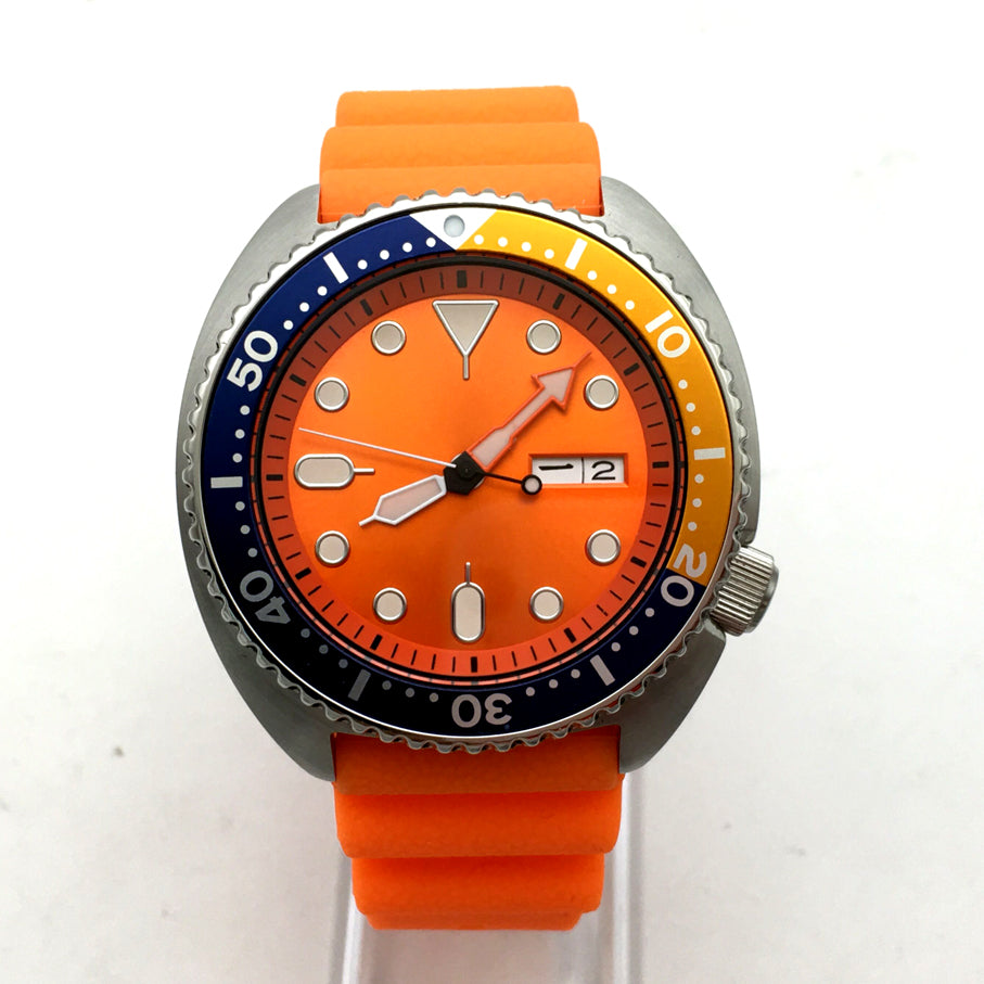 45MM diving watch automatic mechanical men&#39;s watch NH36A movement aseptic orange dial silver case orange strap PARNSRPE B0001