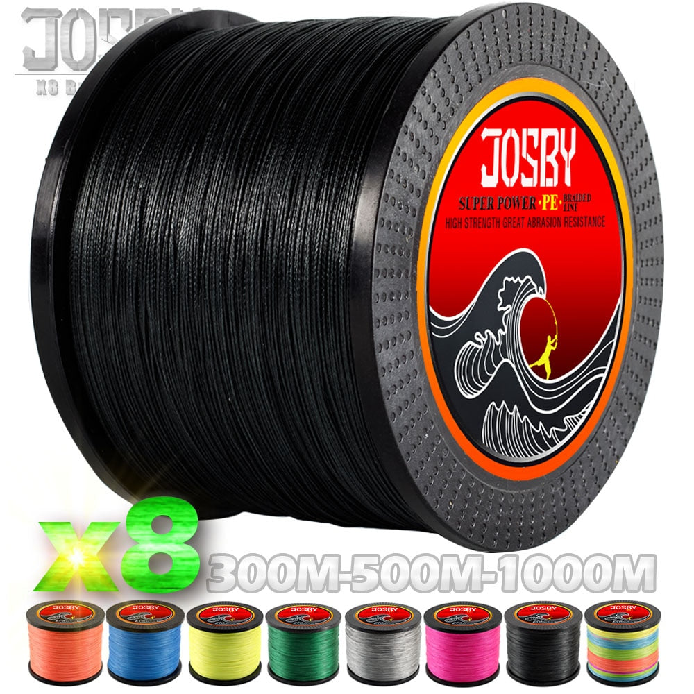 JOSBY 300M 500M 1000M  8 Strands  PE  Multifilament Super Strong Fishing Line Multicolour Sea Fishing Line